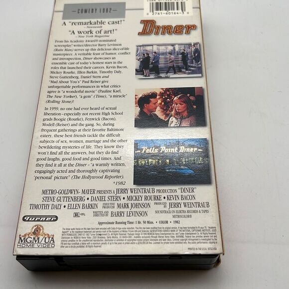 Diner VHS 1982, 1987 MGM Release Kevin Bacon - Picture 2 of 3